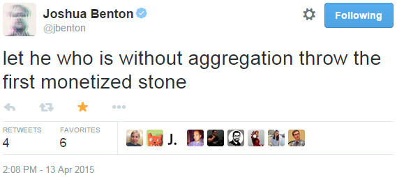 let he who is without aggregation throw the first monetized stone