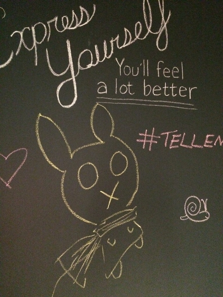 chalkboard drawing of a bunny