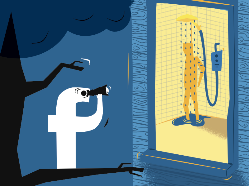Facebook versus privacy -- illustration by Alex Strange.