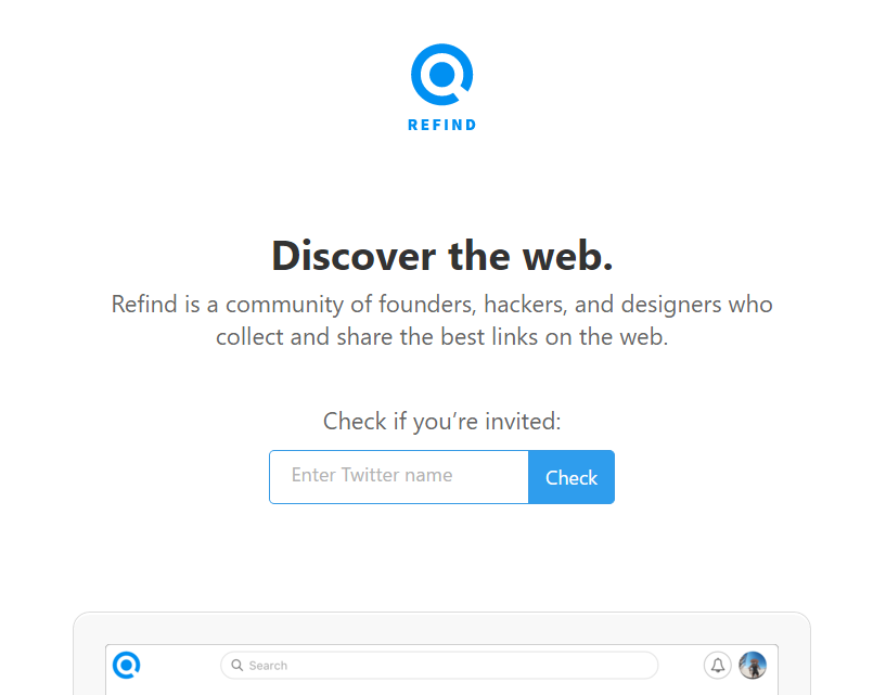 screenshot of refind.com's landing page on 3/21/2015